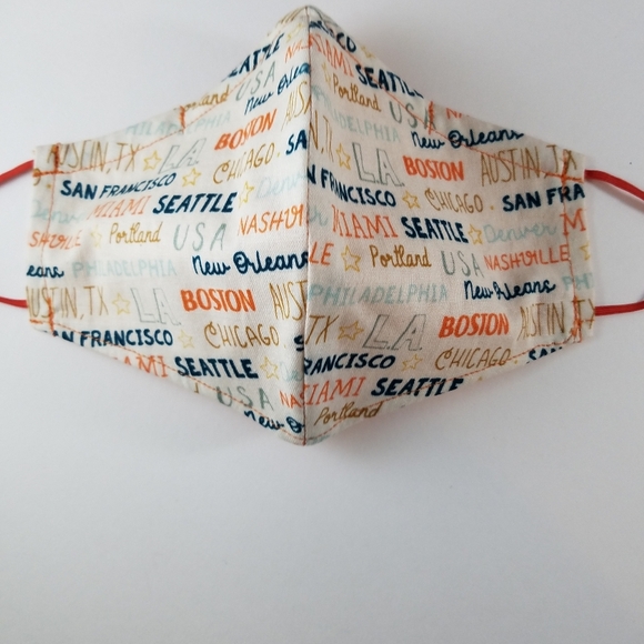 Hand Crafted U.S.A. Cities Reversible Face Mask with Nose Wire - Picture 3 of 10